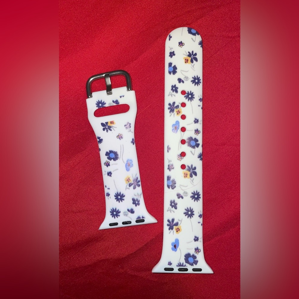 SOLD NEW WATCH BAND WHITE FLORAL PRINT SIZE 48 x 40Mm NEVER USED - Picture 6 of 7